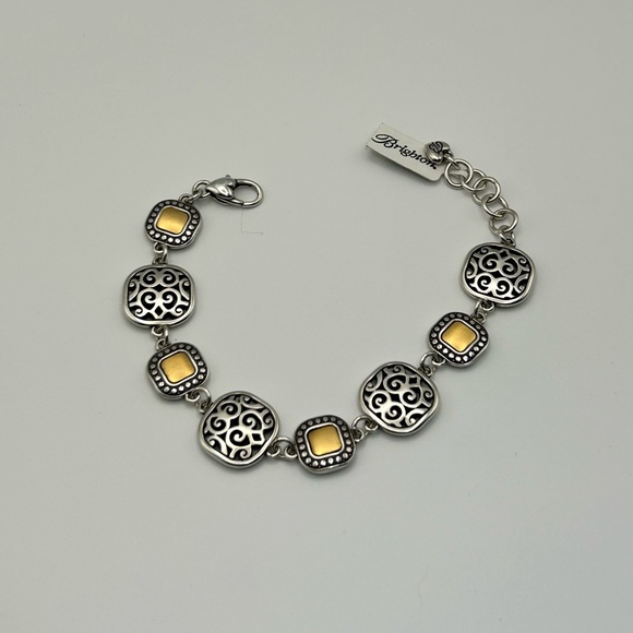 Brighton Shadow Play Bracelet Two-Tone Gold & Silver Plated Clear Crystals 8" - Picture 8 of 9